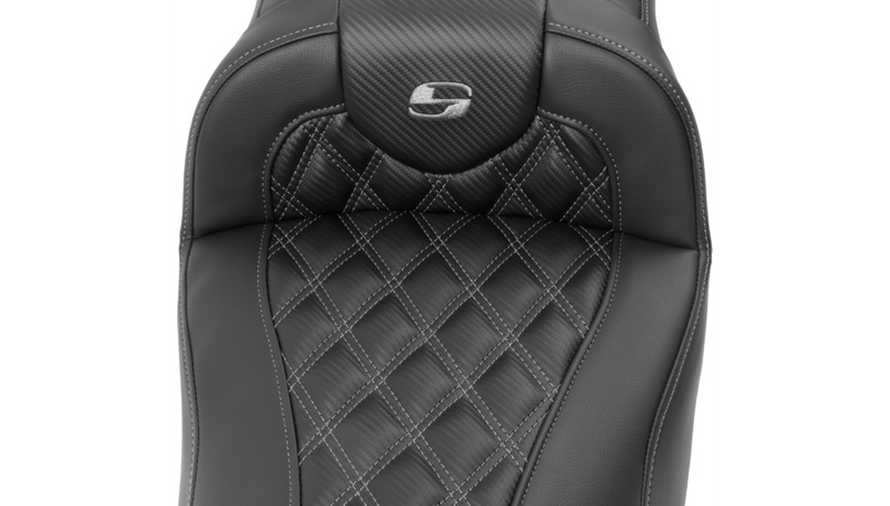 SADDLEMEN Roadsofa Extended Reach Seat - without Backrest - Lattice Stitch - Dark Gray Stitch - FL '23-'25 - 823-07-20702