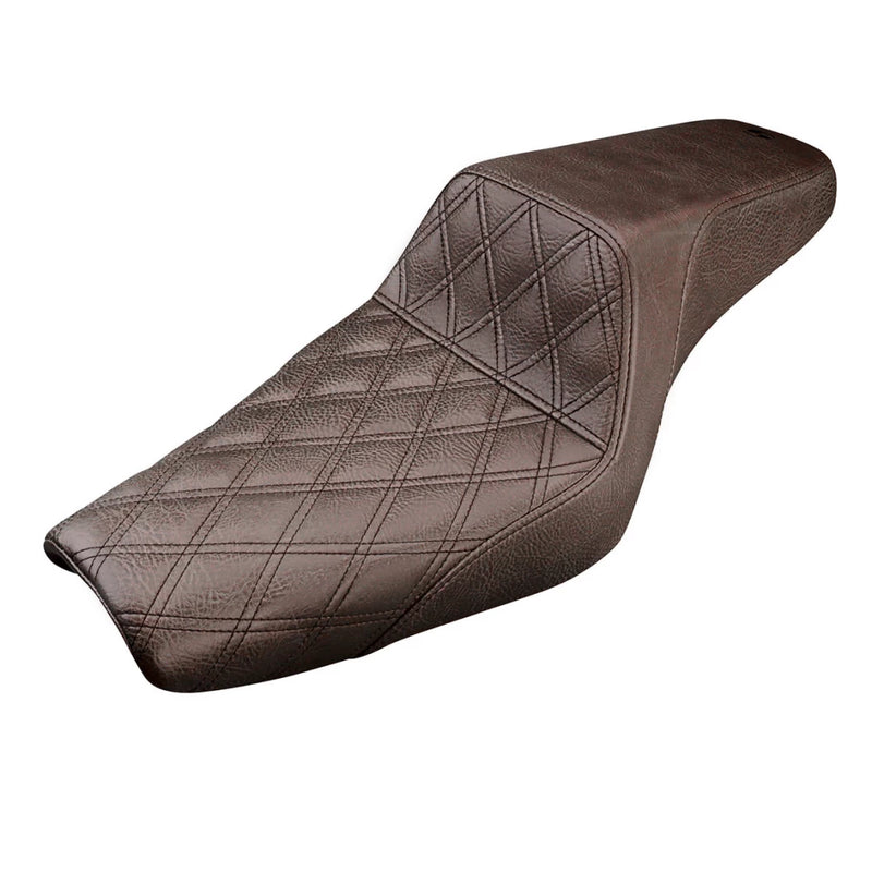 SADDLEMEN Step Up Seat - Lattice Stitched - Brown - Sportster XL 04+ with 4.5 Gallon Tanks 807-03-172BR - PartsOutlet.com.au