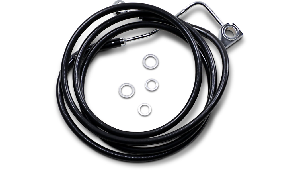 DRAG SPECIALTIES Brake Line - Front - Black - Harley-Davidson 2014-2022 - +12" with ABS 614220-12BLK