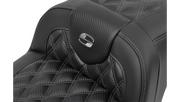 SADDLEMEN RoadSofa Seat - without Backrest - Carbon Fiber - Lattice Stitch - Gray Stitch - FLTR/FLHX '23-'24 - 823-07-20602 - PartsOutlet.com.au