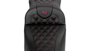 SADDLEMEN Roadsofa Extended Reach Seat - Lattice Stitch - Wine Berry Stitch - with Backrest - FL '08-'23 A808-07R-184BUR - PartsOutlet.com.au