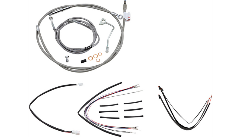 BURLY BRAND Handlebar Cable/Brake Line Kit - Complete - 18" Ape Hanger Handlebars - Stainless Steel - Road King '14-'16 - B30-1160