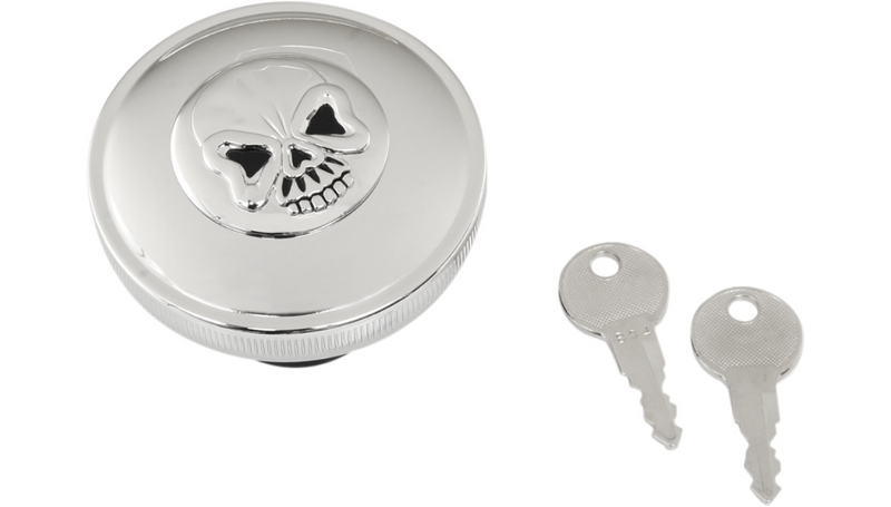 DRAG SPECIALTIES Vented Skull Locking Gas Cap - Harley-Davidson 1993-2024 - Chrome 03-0320AS-A - PartsOutlet.com.au