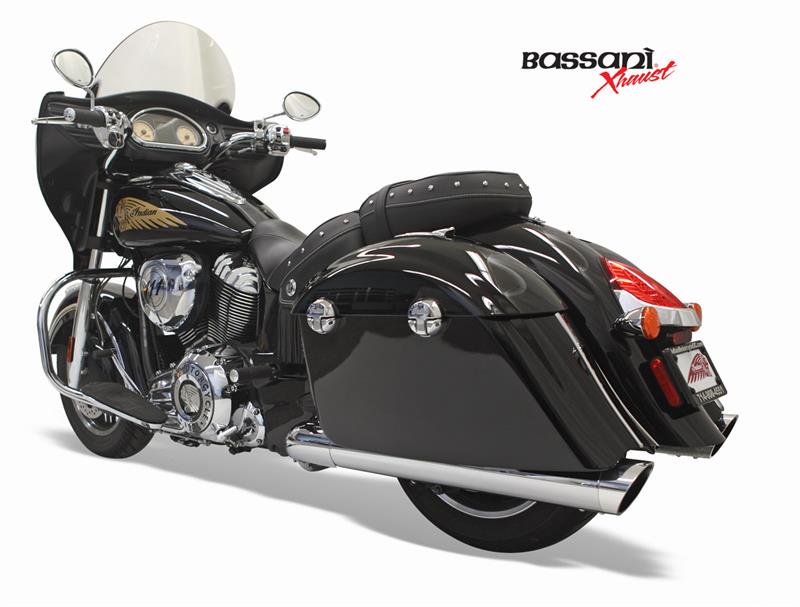 BASSANI XHAUST Slash-Cut Mufflers for Indian Challenger, Chieftan or Road Master 2014-2021 - Chrome 8C17S