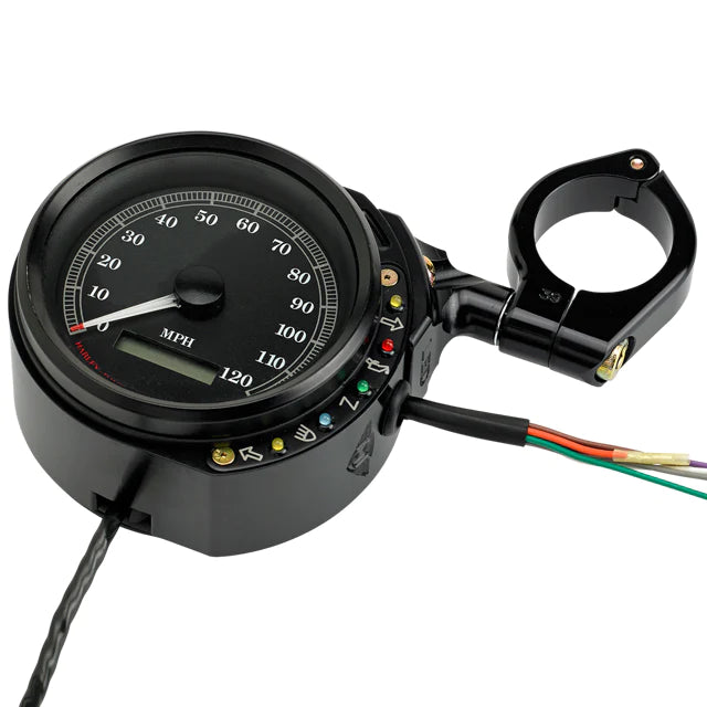 JOKER MACHINE Speedometer Relocation Bracket with Easy Mount Clamp - Black Anodized - For 39 mm Fork - '14-'19 XL - 10-303B - PartsOutlet.com.au