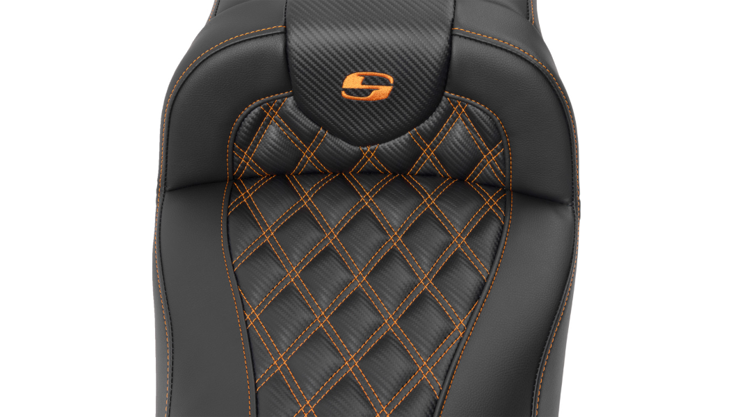 SADDLEMEN Roadsofa Extended Reach Seat - without Backrest - Lattice Stitch - Orange Stitch - FL/FX '23-'24 - 823-07-20703