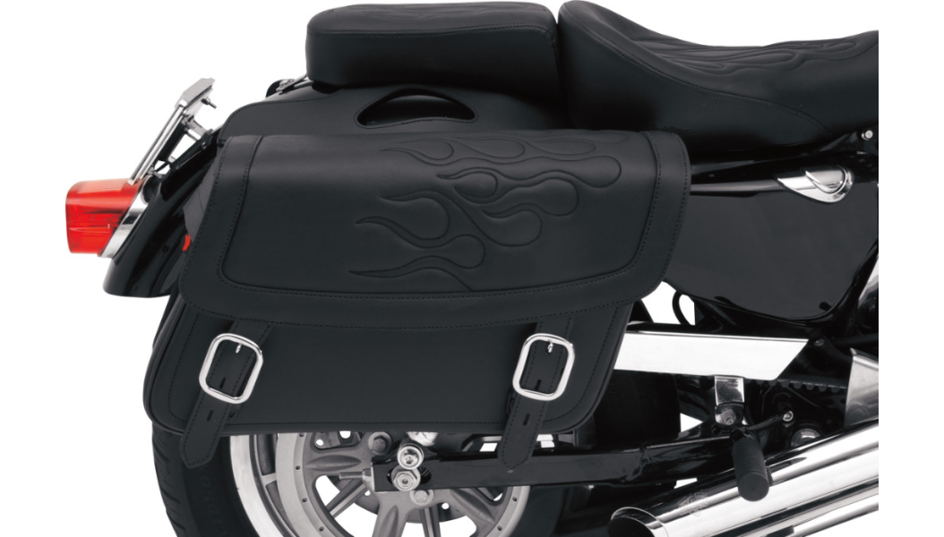 SADDLEMEN Flame Saddlebag - Black - Jumbo X021-05-0421 - PartsOutlet.com.au