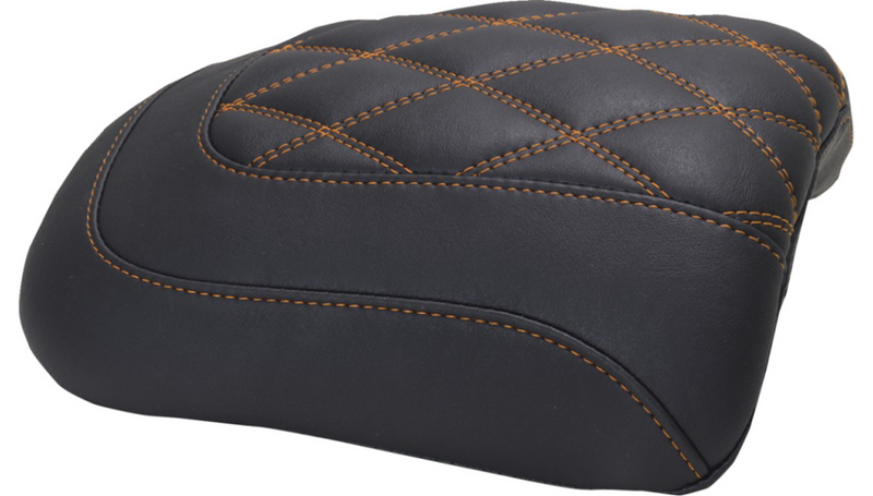 MUSTANG Padded Passenger Seat Cowl - Double Diamond - Mandarin Orange Stitch - FLT/FLH '23-'25 - 88611MO