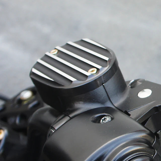 JOKER MACHINE Master Cylinder Cover - Brake - Front - Finned - BLACK / SILVER - '06-'22 XL - 10-380B - PartsOutlet.com.au