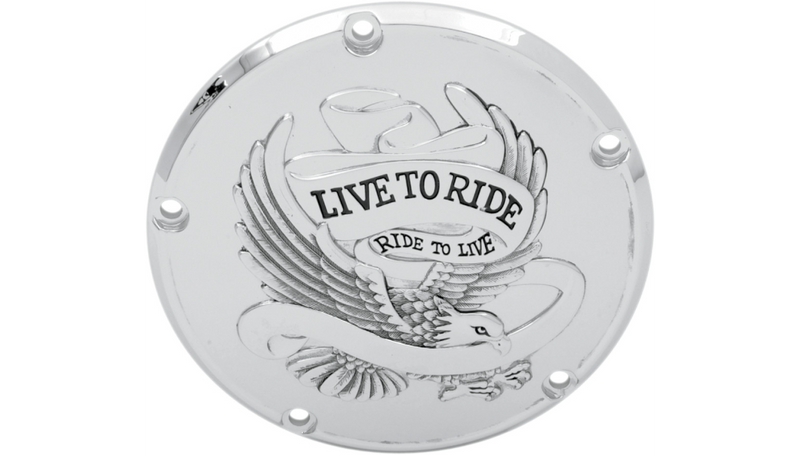 DRAG SPECIALTIES 5-Hole - Chrome - Harley-Davidson 1999-2017 - Live to Ride Derby Cover 33-0065CA - PartsOutlet.com.au