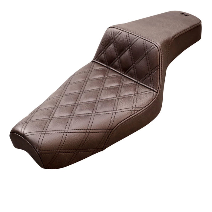 SADDLEMEN Step Up Seat - Lattice Stitched - Brown - Sportster XL '77-'03 - 879-03-172BR - PartsOutlet.com.au