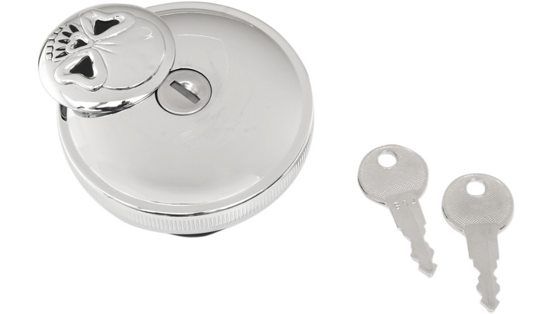 DRAG SPECIALTIES Vented Skull Locking Gas Cap - Harley-Davidson 1993-2024 - Chrome 03-0320AS-A - PartsOutlet.com.au