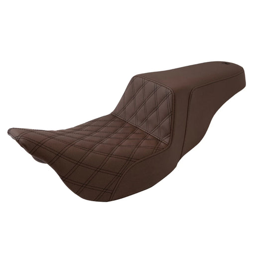 SADDLEMEN Step Up Seat Touring Models - Lattice Stitched - Brown - FL '08-'23 HD Touring - Street/ Road/ Electra - 808-07B-172BR - PartsOutlet.com.au