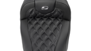 SADDLEMEN RoadSofa Seat - without Backrest - Carbon Fiber - Lattice Stitch - Gray Stitch - FLTR/FLHX '23-'24 - 823-07-20602 - PartsOutlet.com.au
