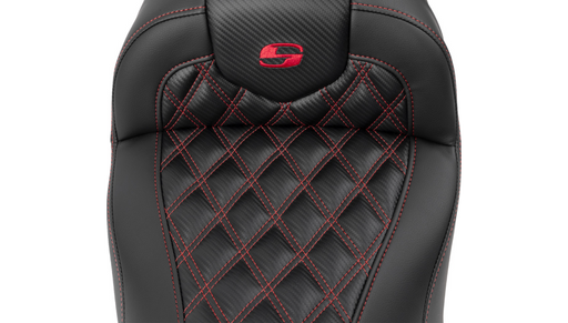 SADDLEMEN RoadSofa Seat - without Backrest - Carbon Fiber - Lattice Stitch - Red Stitch - FLTR/FLHX '23-'24 - 823-07-20604 - PartsOutlet.com.au