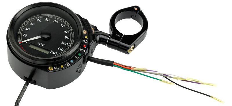 JOKER MACHINE Speedometer Relocation Bracket with Easy Mount Clamp - Black Anodized - For 39 mm Fork - '14-'19 XL - 10-303B - PartsOutlet.com.au