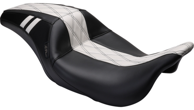 LE PERA Outcast Seat - White Double Diamond - GT1 - FLH LK-987GT1 - PartsOutlet.com.au