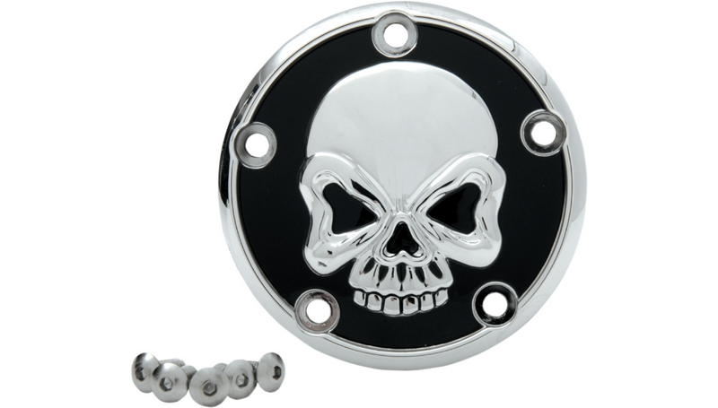 DRAG SPECIALTIES Point Cover - Skull Chrome - Harley-Davidson 1999-2017 - 5 Hole 301711 - PartsOutlet.com.au