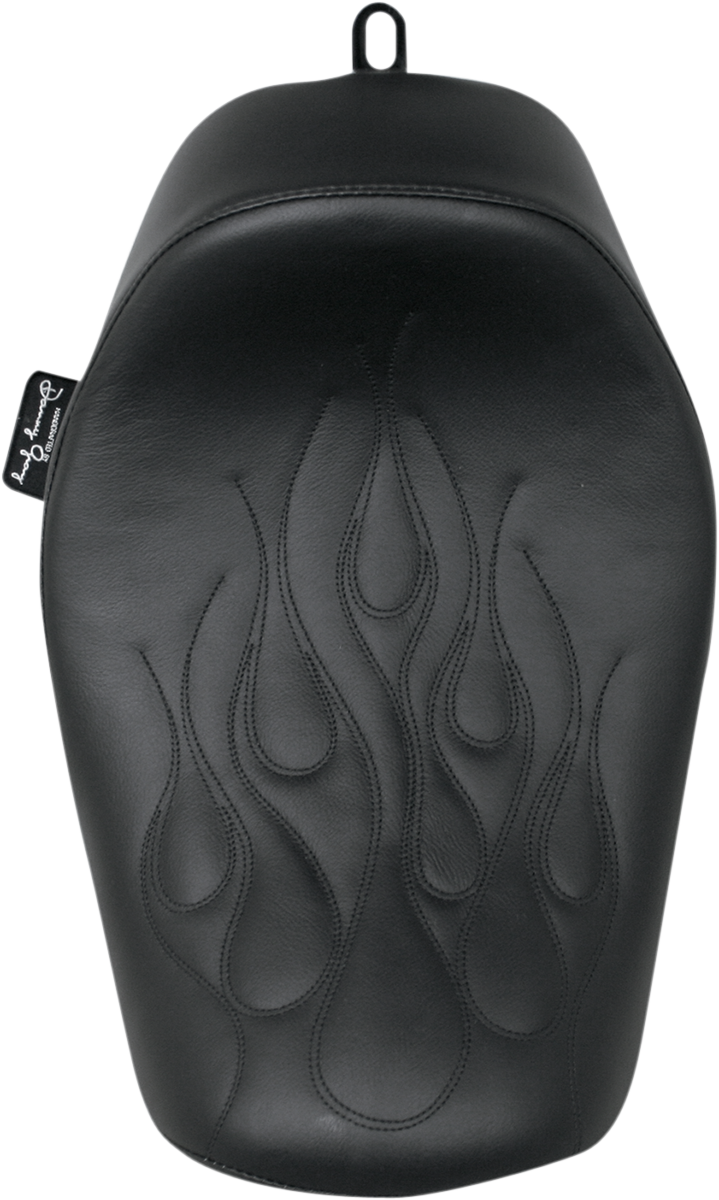 DANNY GRAY Buttcrack Solo Seat - Black - Flame Stitched - FXD '06-'17 - 22-603F - PartsOutlet.com.au