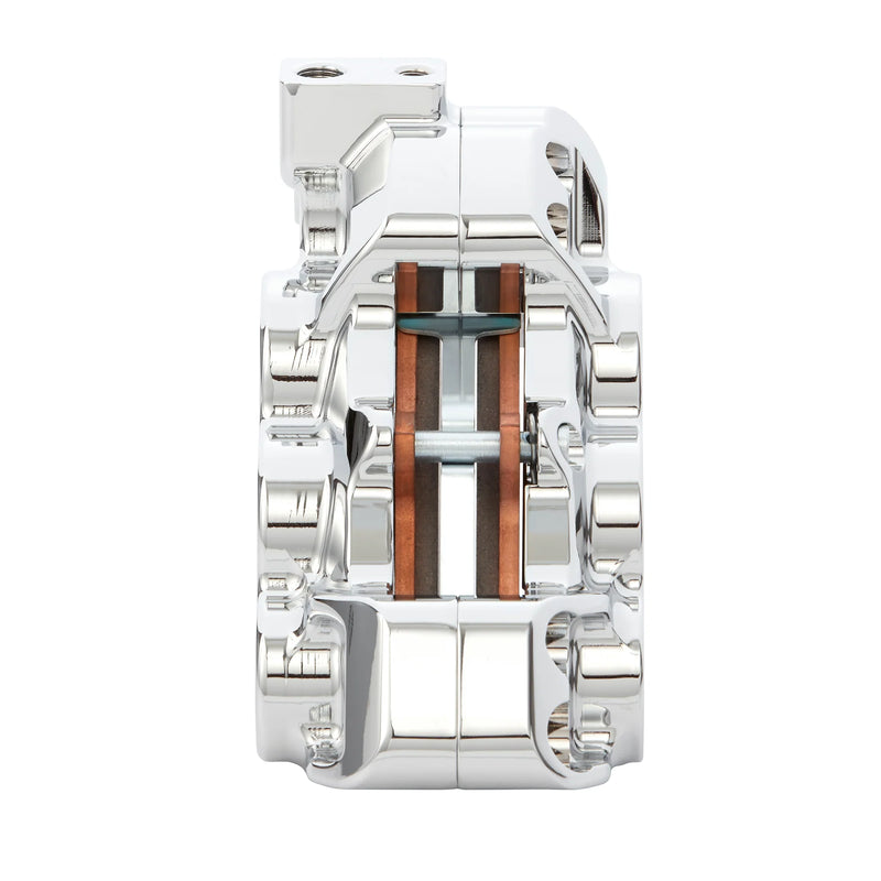 ARLEN NESS 6-PISTON DIFFERENTIAL BORE BRAKE CALIPERS, 11.8" CHROME - Front Left - Harley-Davidson '06-'22 - 02-214
