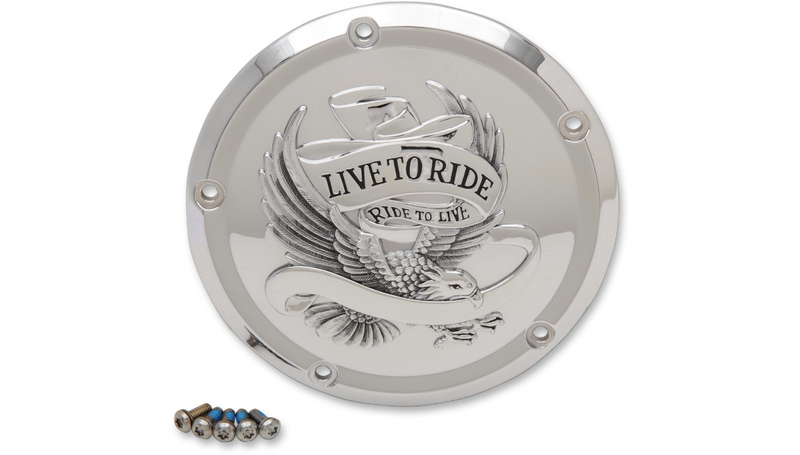 DRAG SPECIALTIES 5-Hole - Chrome - Harley-Davidson 2016-2022 - Live to Ride Derby Cover D33-0110CA - PartsOutlet.com.au