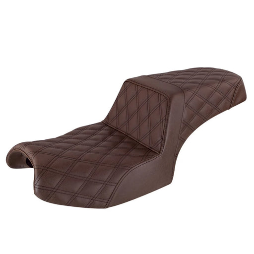 SADDLEMEN Step Up Seat - Indian '20-'23 - Lattice Stitched - Brown - Indian I20-06-175BR - PartsOutlet.com.au