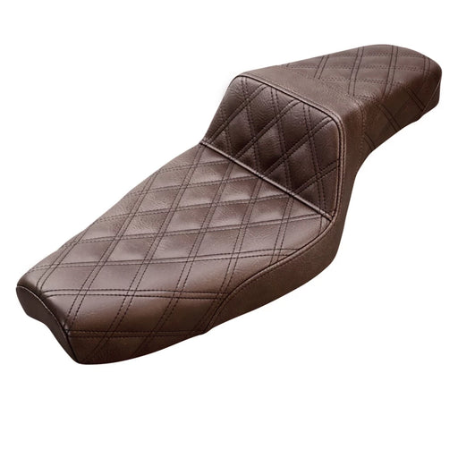 SADDLEMEN Step Up Seat - Lattice Stitched - Brown - Sportster XL '77-'03 - 879-03-175BR - PartsOutlet.com.au