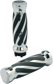 PRO-ONE PERF.MFG. Grips - Twisted - Rubber - TBW - Chrome 490011 - PartsOutlet.com.au