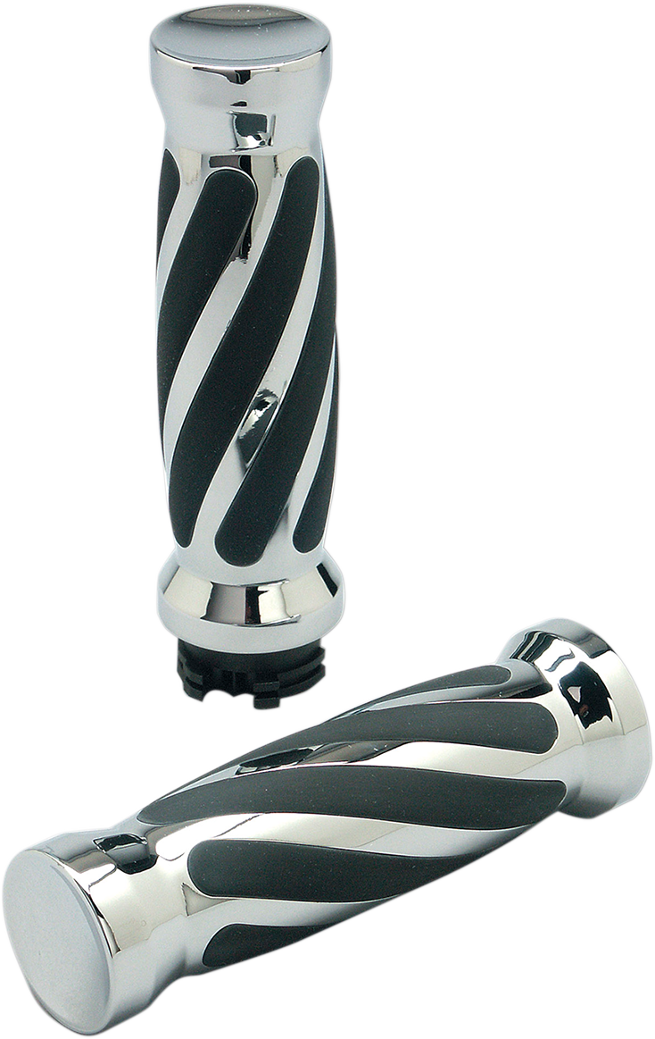 PRO-ONE PERF.MFG. Grips - Twisted - Rubber - TBW - Chrome 490011 - PartsOutlet.com.au