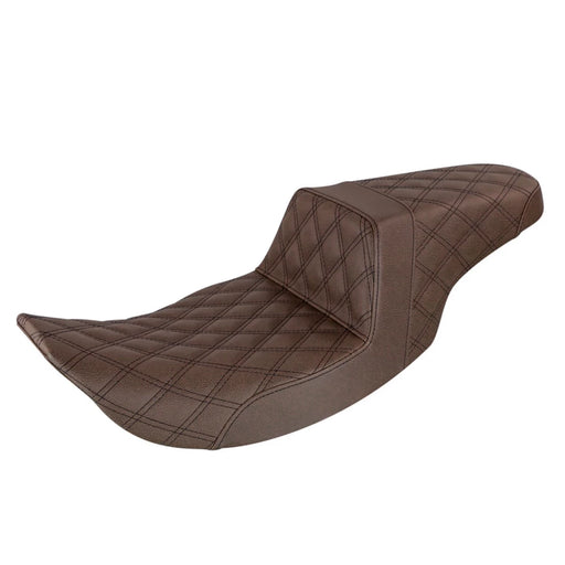 SADDLEMEN Step Up Seat - Lattice Stitched - Brown - Street Glide/Road King '97-'07 - 897-06-175BR - PartsOutlet.com.au