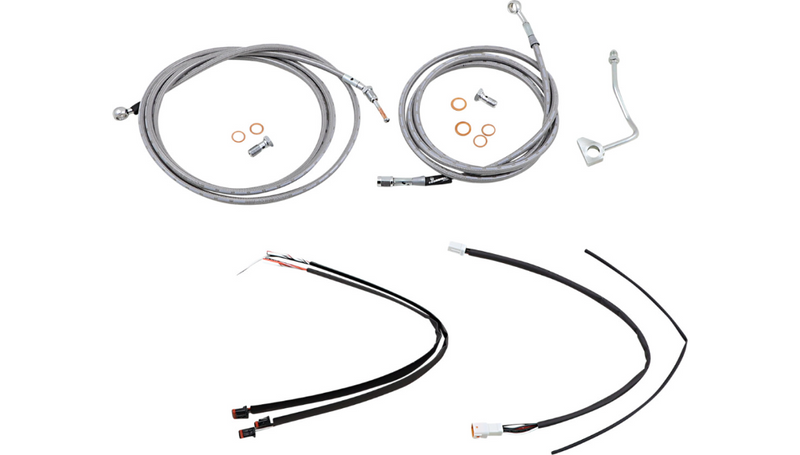 BURLY BRAND Handlebar Cable/Brake Line Kit - Complete - 16" Ape Hanger Handlebars - Stainless Steel - Road Glide '17-'20 - B30-1168