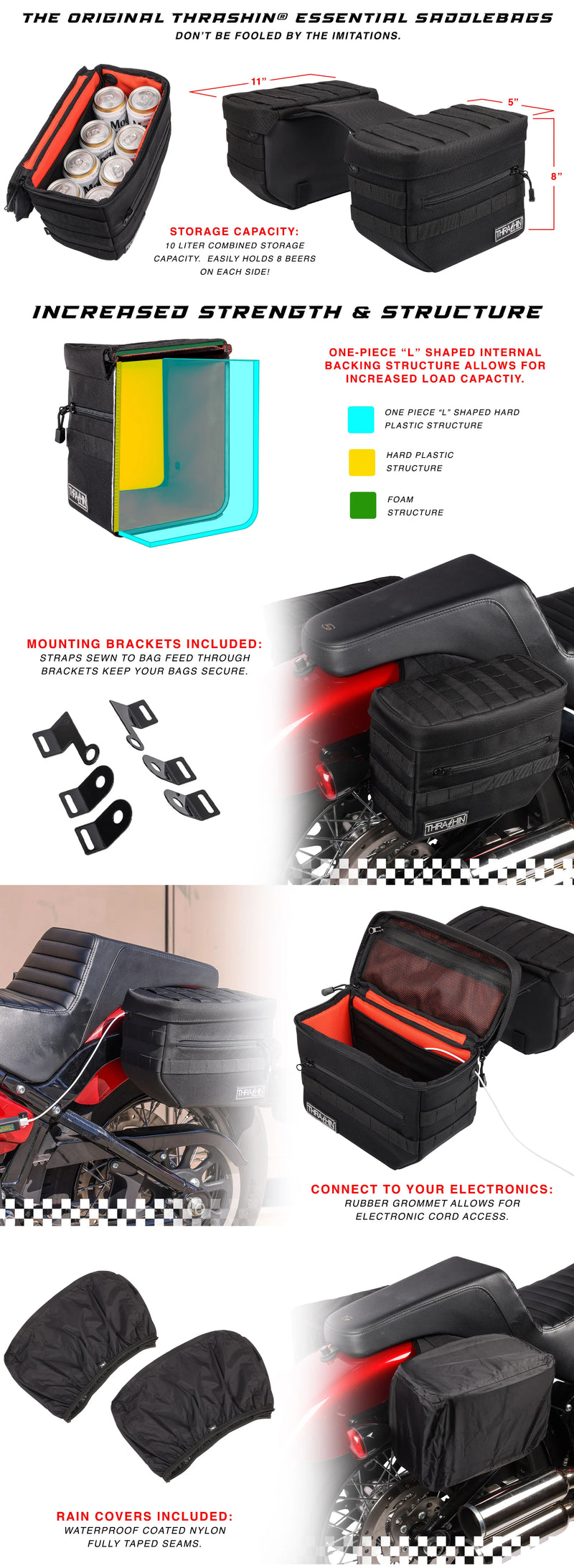 THRASHIN SUPPLY CO. Essential V3 Saddlebags - TSB-0006 - PartsOutlet.com.au