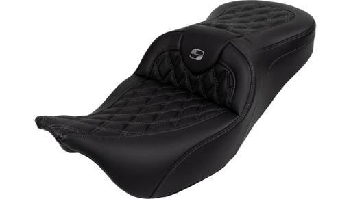 SADDLEMEN Roadsofa Seat - with Backrest - Dark Gray Stitch - FL '08-'23 A808-07R-182GRE - PartsOutlet.com.au