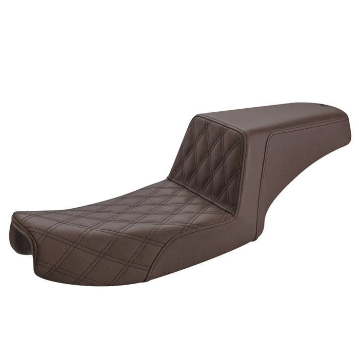 SADDLEMEN Step Up Seat - Tuck and Roll - Brown - Dyna '91-'95 - 891-04-172BR - PartsOutlet.com.au