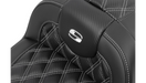 SADDLEMEN RoadSofa Seat - with Backrest - Carbon Fiber - Lattice Stitch - Silver Stitch - FLTR/FLHX '23-'24 - 823-07-206B5 - PartsOutlet.com.au