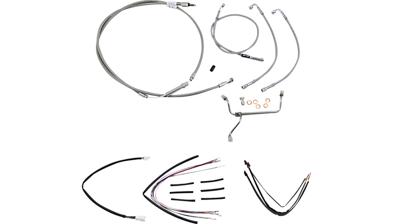 BURLY BRAND Handlebar Cable/Brake Line Kit - Complete - 16" Ape Hanger Handlebars - Stainless Steel - Road King '14-'16 - B30-1153