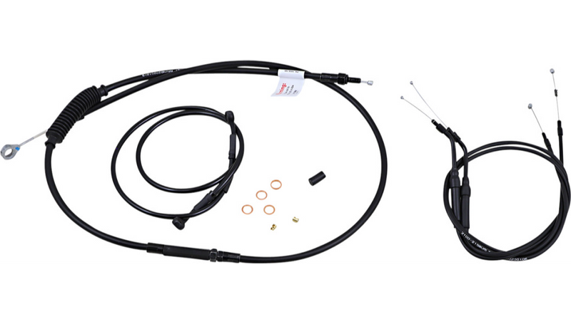 BURLY BRAND Cable Kit - Jail Bar - 10" Handlebars - Harley-Davidson '04-'06 - Black Vinyl B30-1135