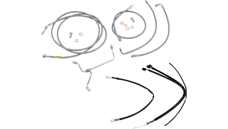BURLY BRAND Handlebar Cable/Brake Line Kit - Complete - 15" Ape Hanger Handlebars - Stainless Steel - Harley-Davidson '17-'20 - B30-1239