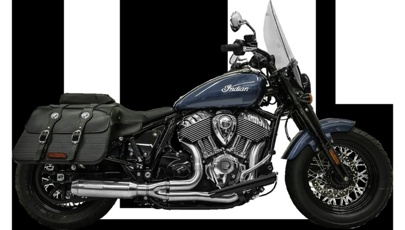 BASSANI XHAUST 2-into-1 Exhaust System with Super Bike Muffler - '22+ Indian Chief -Stainless Steel - 8H12SS - PartsOutlet.com.au