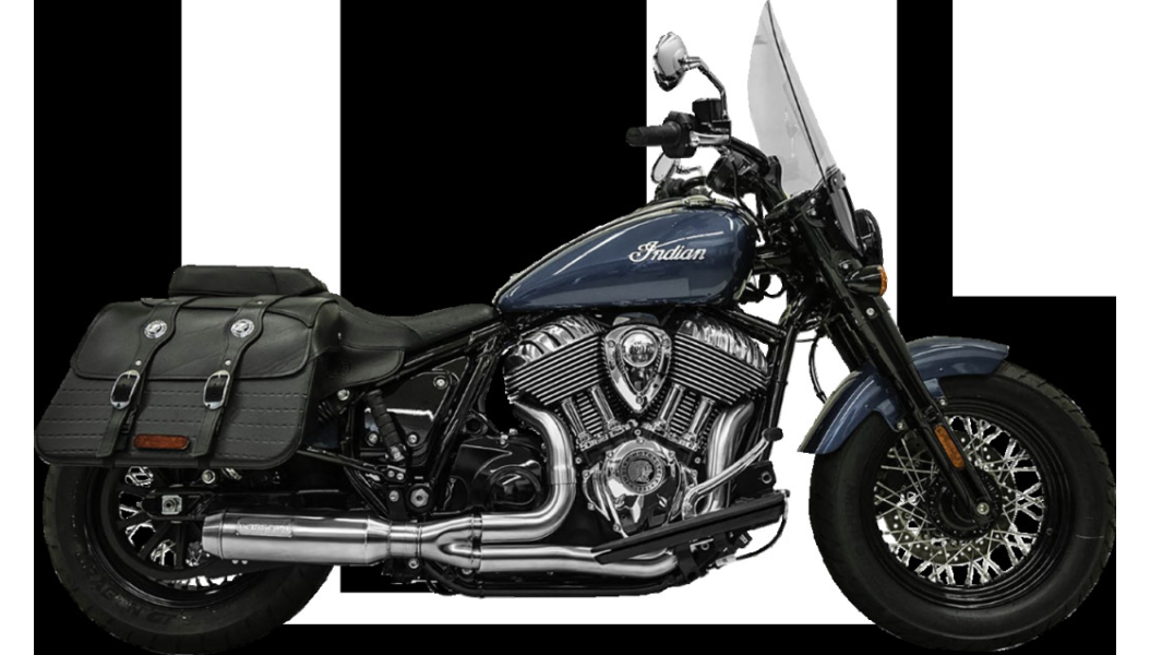 BASSANI XHAUST 2-into-1 Exhaust System with Super Bike Muffler - '22+ Indian Chief -Stainless Steel - 8H12SS