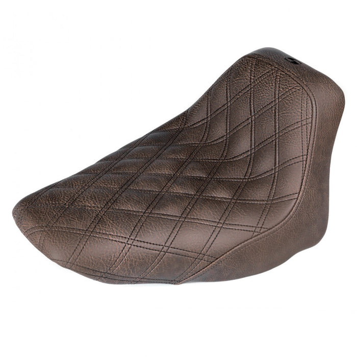 SADDLEMEN Renegade Seat - Lattice Stitched - Brown - FLST '06-'17 - 806-15-002BLS - PartsOutlet.com.au