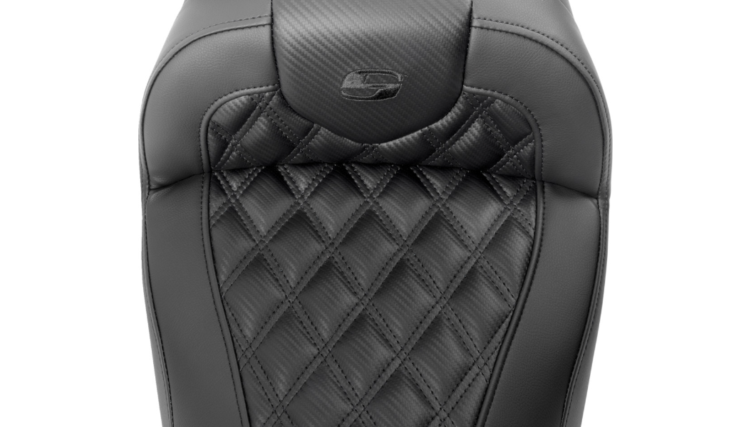 SADDLEMEN RoadSofa Seat - with Backrest - Carbon Fiber - Lattice Stitch - FLTR/FLHX '23-'24 - 823-07-206B0