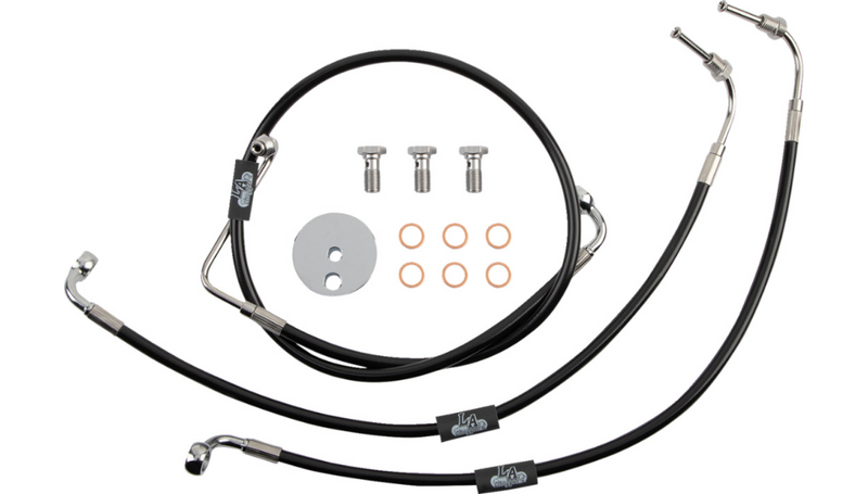 LA CHOPPERS Brake Line - 18" - 20" Ape Hanger Handlebars - Black - FXDF '08-'12 - LA-8230B19B