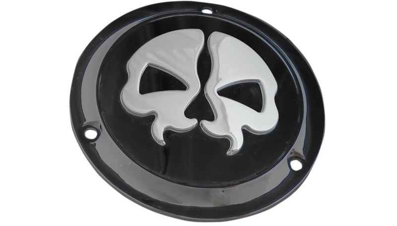 DRAG SPECIALTIES Split Skull Derby Cover - Harley-Davidson 1970-1999 - Black - 3-Hole 78045B - PartsOutlet.com.au