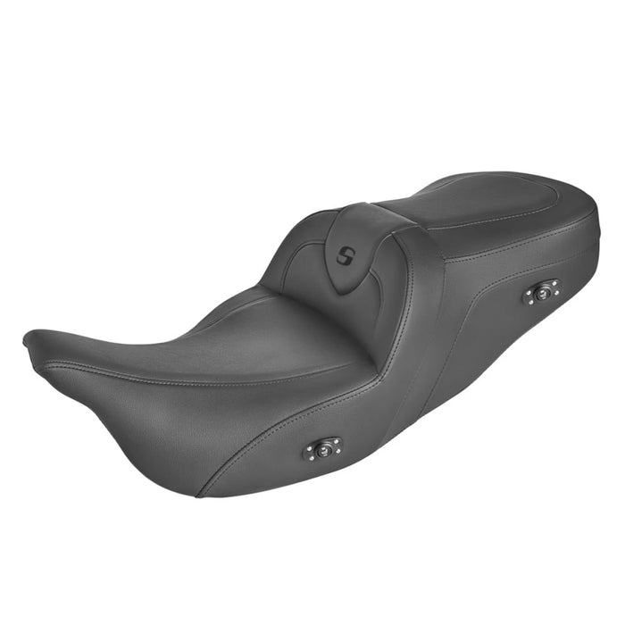 SADDLEMEN Roadsofa™ Standard Reach Heated Seat - Without Backrest - FL '08-'23 Black/Black Stitching - 808-07B-187HCT - PartsOutlet.com.au