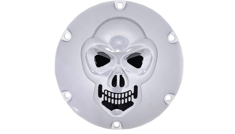 DRAG SPECIALTIES Skull Derby Cover - Harley-Davidson 2004-2022 - Chrome - 6 Hole 33-0067SKD - PartsOutlet.com.au