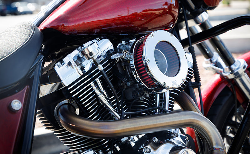 FEULING PARTS BA Slim Air Cleaner Kit - Chrome/Clear - Red Filter - '08-'17 Twin Cam - 5458-S
