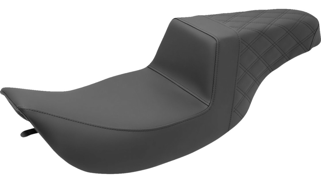 SADDLEMEN Step Up Seat - Passenger Lattice Stitched - Black - Street Glide/Road King '97-'07 - 897-06-173 - PartsOutlet.com.au