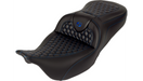 SADDLEMEN RoadSofa Seat - Honeycomb - Blue Stitch - with Backrest - FLH/FLT '08-'23 A808-07R-189BLU - PartsOutlet.com.au