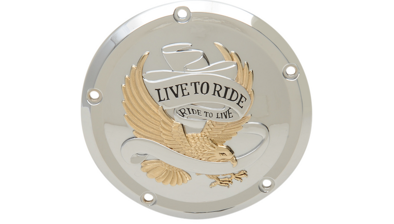 DRAG SPECIALTIES 5-Hole - Gold - Harley-Davidson 2015-2023 - Live to Ride Derby Cover D33-0110GA - PartsOutlet.com.au